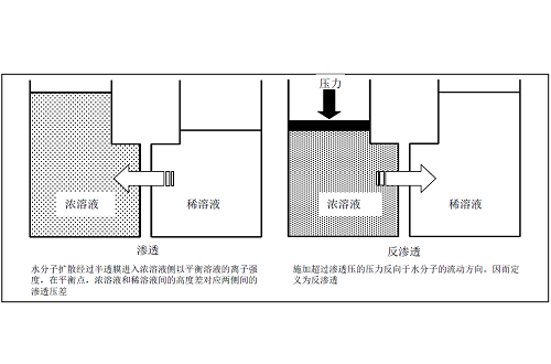 反滲透膜運行示意圖-藍膜